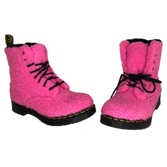 🆕 Dr. Martens 1460 Pascal Pink Lux Borg Faux Shearling Combat Boots - Picture 9 of 9